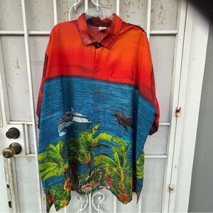 Happy Bay men 3X Hawaiian S/S button-up 100% lightweight Terivoilem vacation